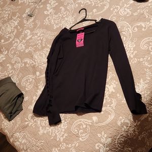 NEW with tags long sleeve black shirt. The sleeves have a slit weave design!